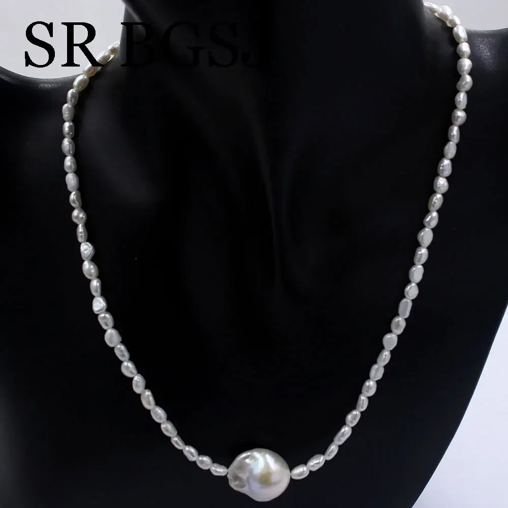 

5x7mm 100% Real Natural Freshwater Pearl Tiny Beads Adjustable Choker Short Necklace 16"