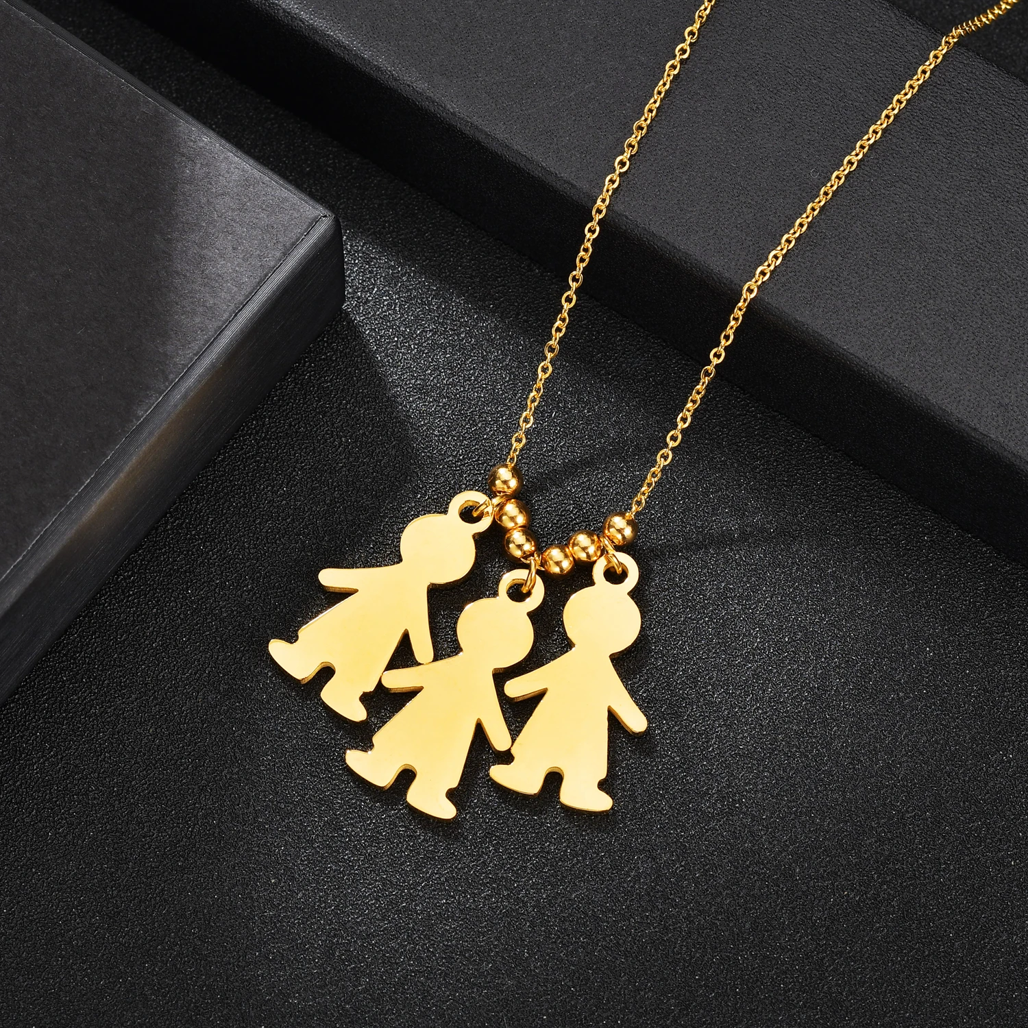Acheerup Customized Girl Boy Pendant Necklace Stainless Steel Engrave Name Date for Baby Kids Family Birthday Gift Women Jewelry