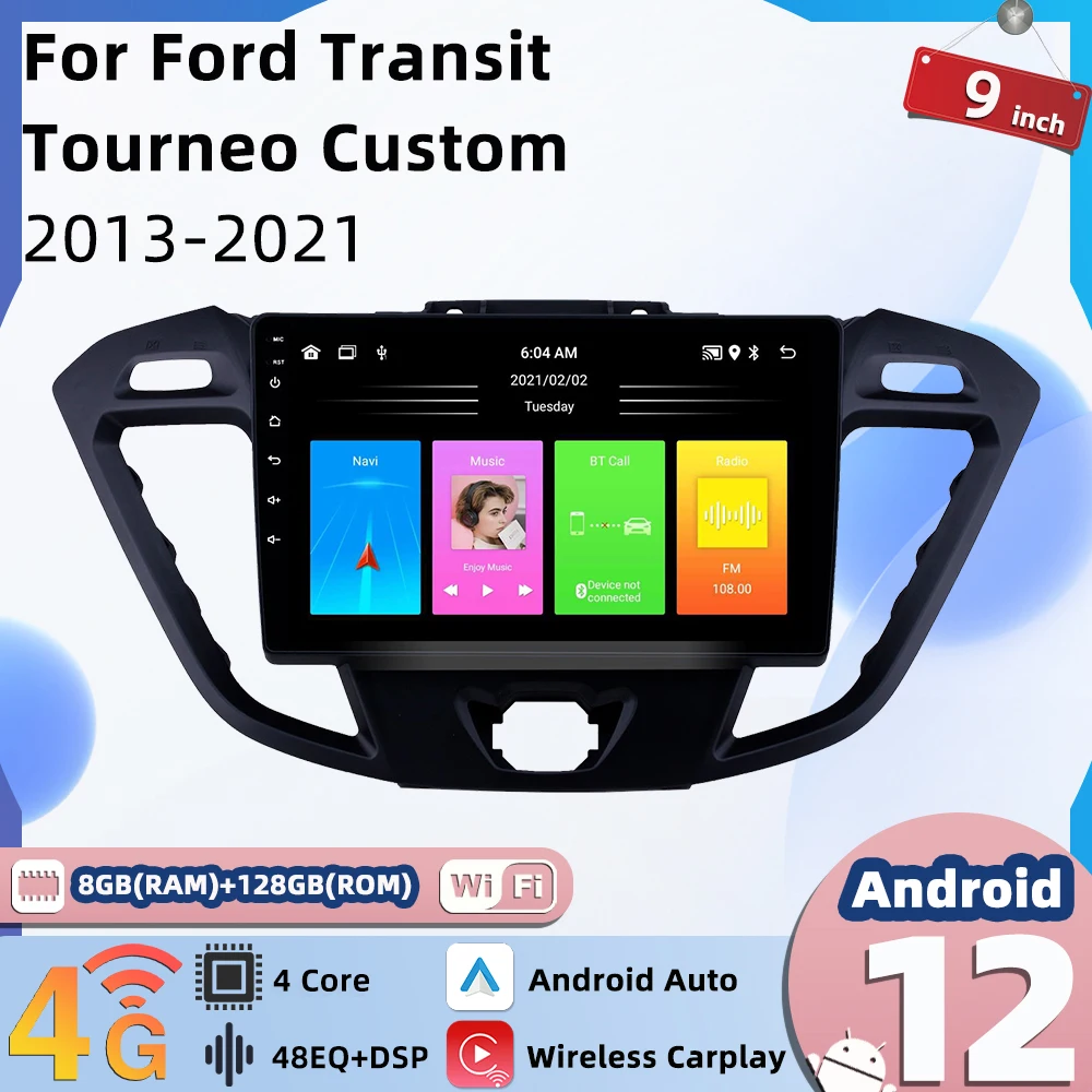 

Carplay Stereo for Ford Transit Tourneo Custom 2013-2021 Car Radio 2 Din Android Multimedia Player Screen Head Unit Navigation