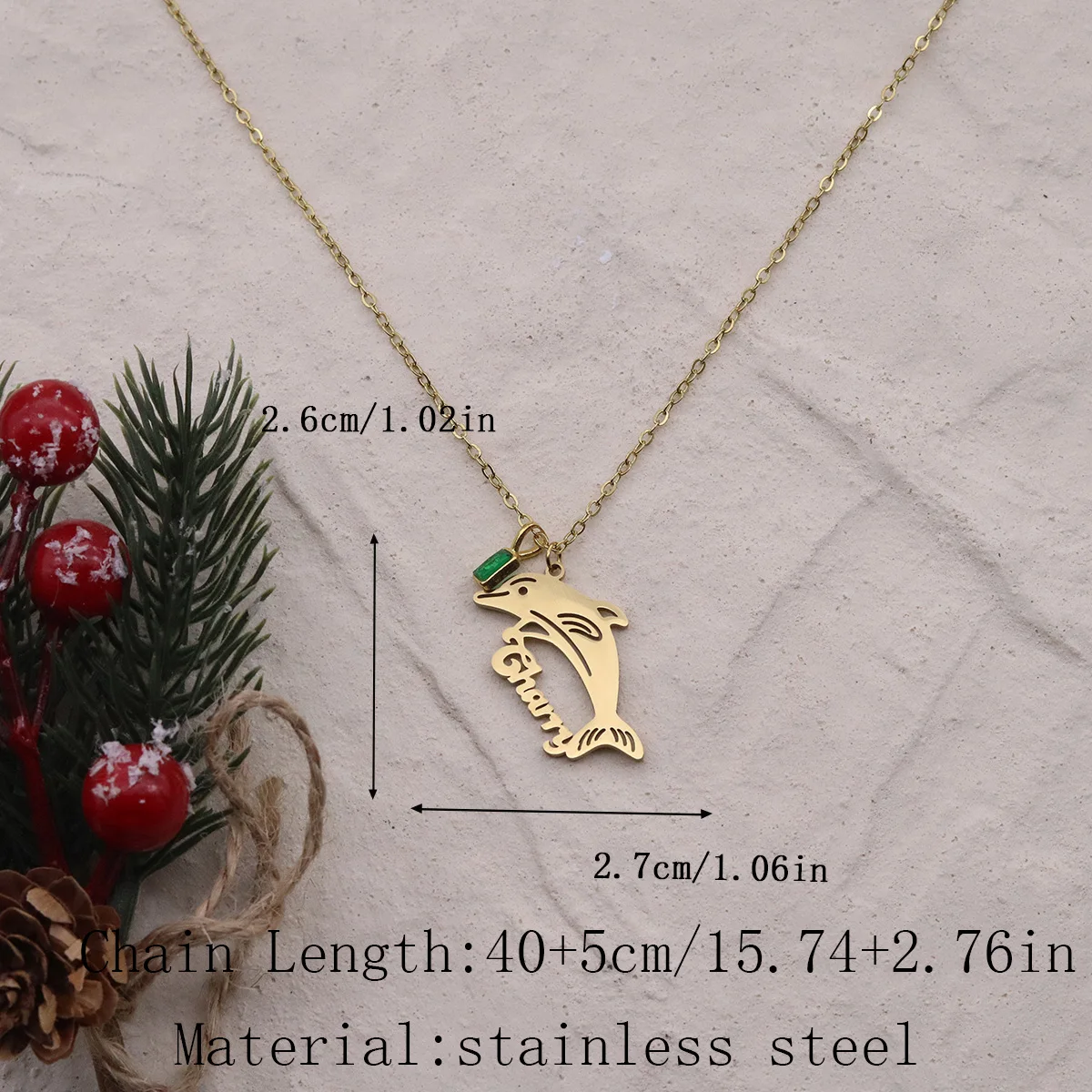 Todorova Custom Name Dolphin Necklace Stainless Steel Gold & Silver Personalized Birthday Gift For Women Fashion Clavicle Chain