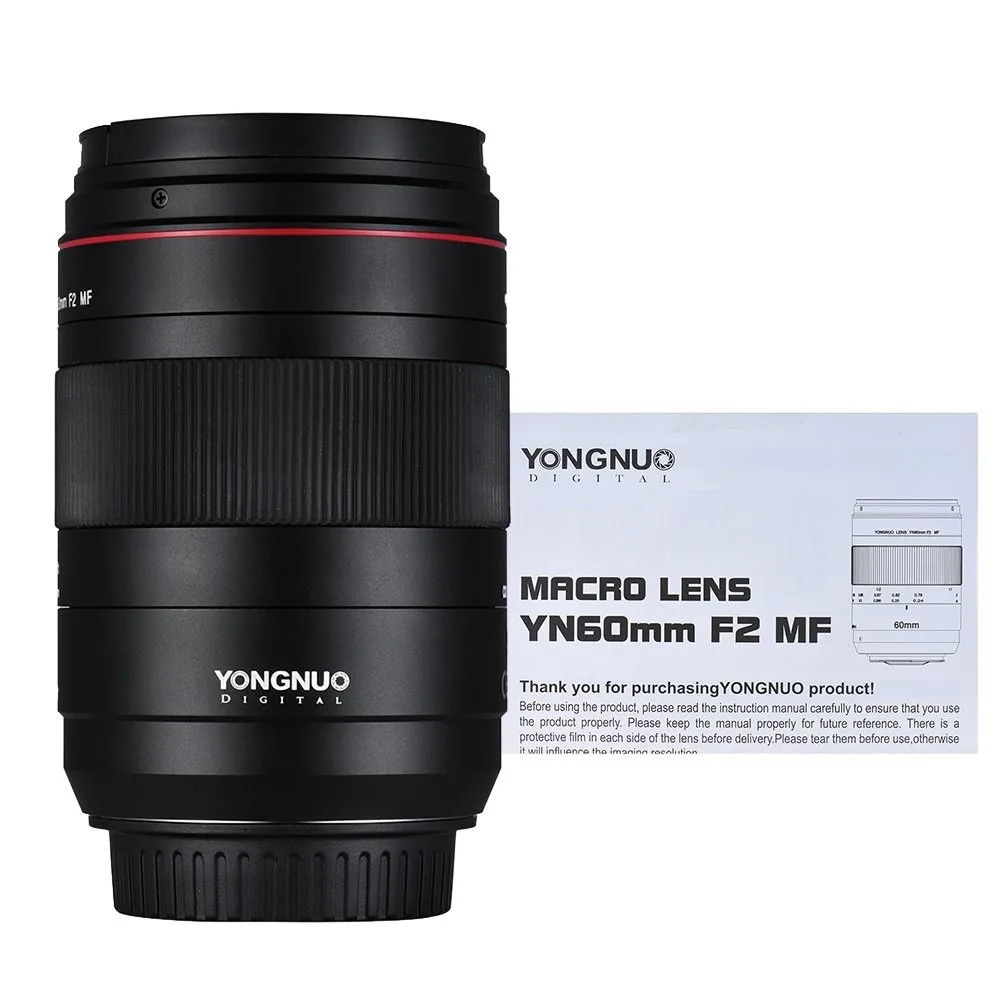 

YONGNUO YN60mm F2 MF 0,234m Макрообъектив с ручной фокусировкой и индикатором расстояния для зеркальной камеры 70D 5D2 5D3 600D