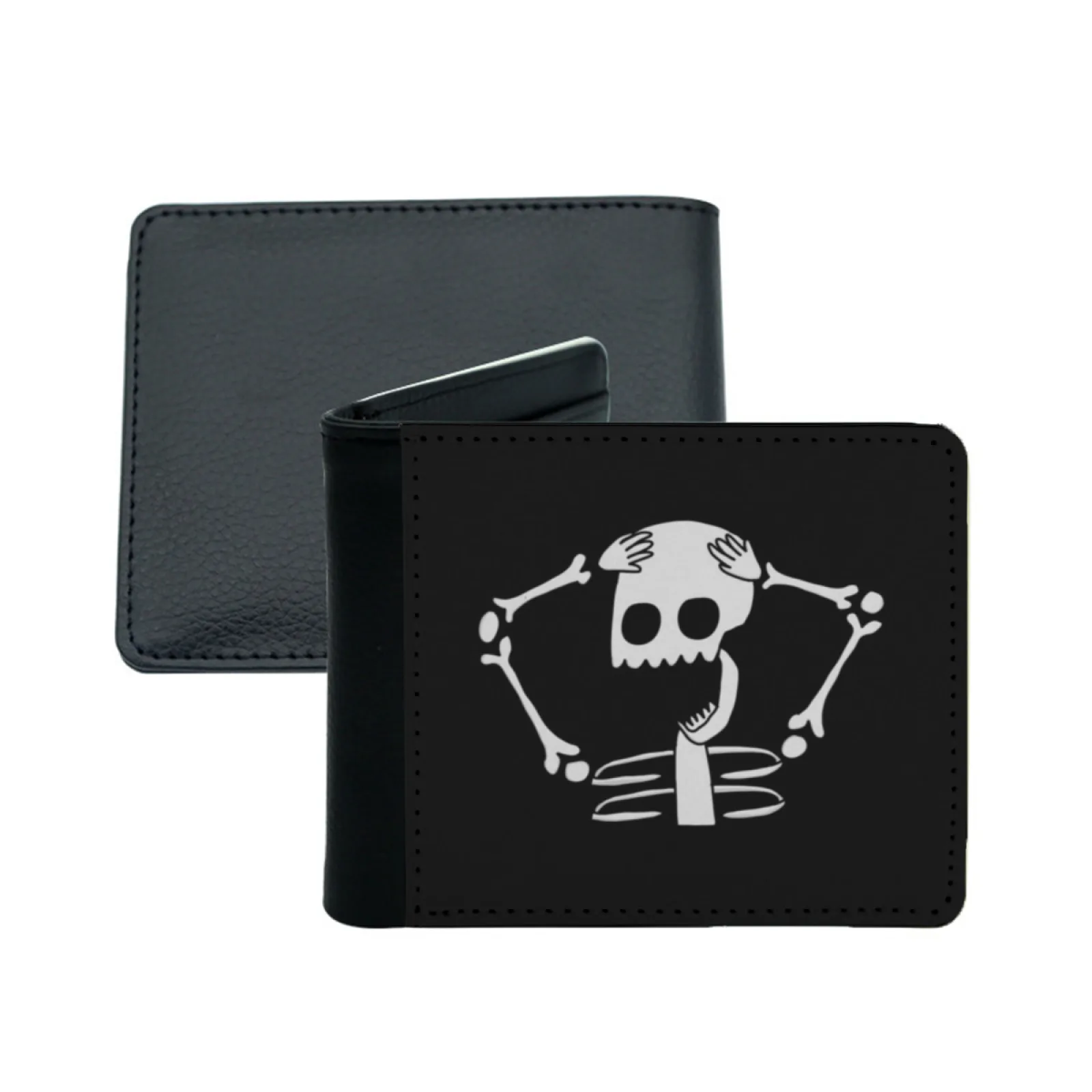 Funky Skeleton Friend กระเป๋าสตางค์หนังผู้ชายบัตรเครดิต/Id ผู้ถือแทรกเงินกระเป๋าชายสั้นกระดูกโครงกระดูกฮาโลวีน