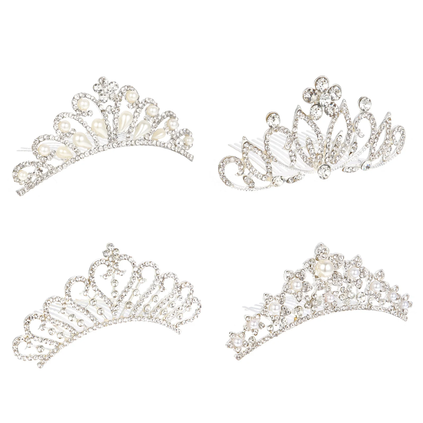 

4 шт., жемчужная корона со стразами, легкая тиара для девочек, для вечеринок, фотографий, мероприятий, инструмент для укладки волос, жемчужная корона для девочек, головной убор