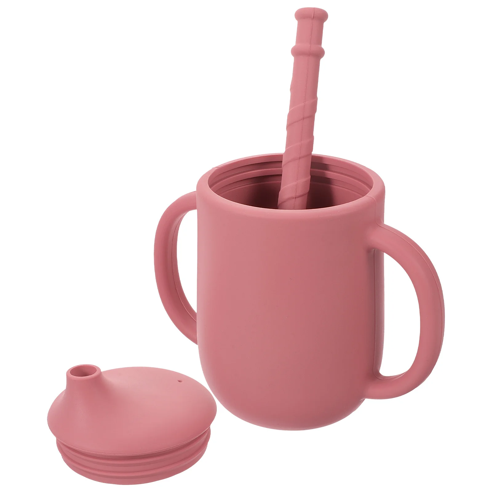 

400Ml Silicone Baby Cup with Straw Toddler Training Cup Unbreakable Waterproof Leakproof Design Easy Grip Handle for Little