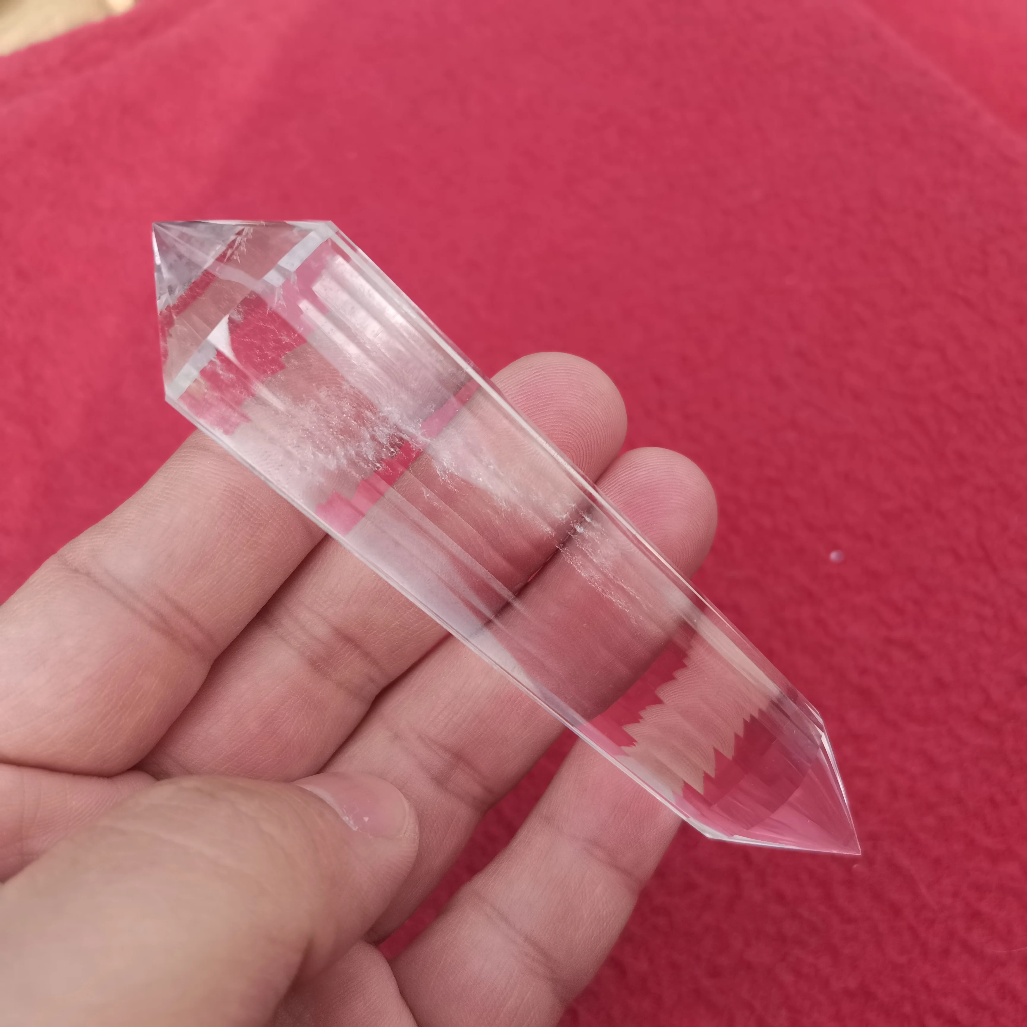 

Hight Quality 24 Sided Clear Vogel Style Quartz Crystal Wand 24 Sided Double Point Wand Inspired Spiritual Reiki Healing Crystal