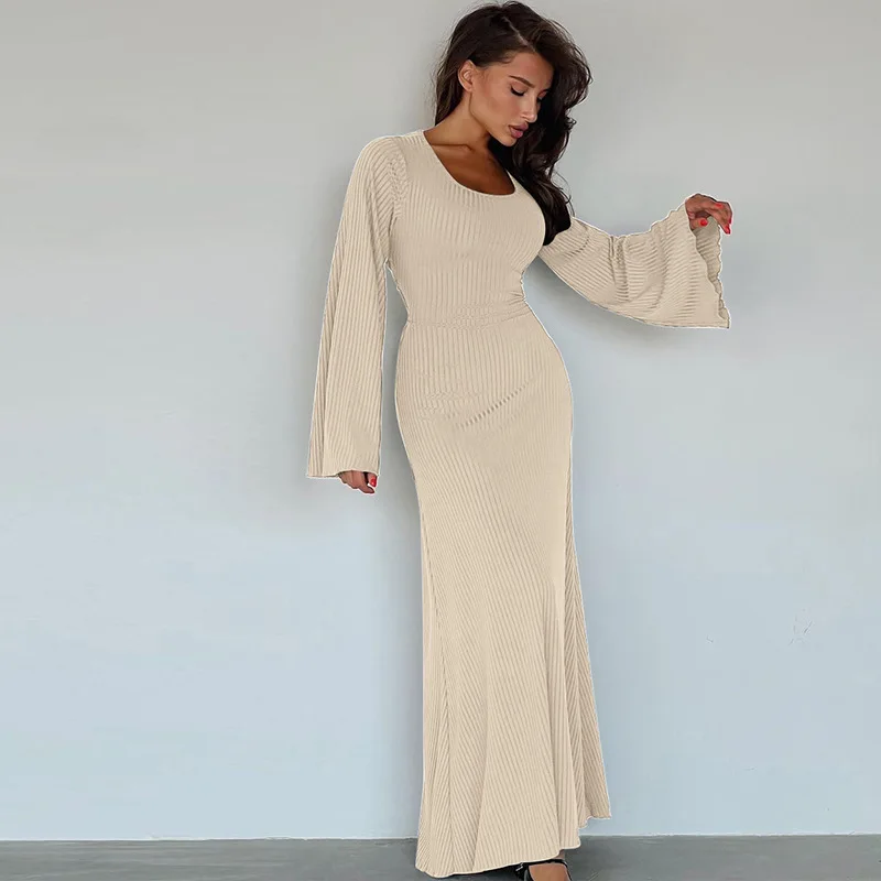 long sleeve dress for ladies Jeanette Long Sleeve Stretch Knit Side Ruffle Dress