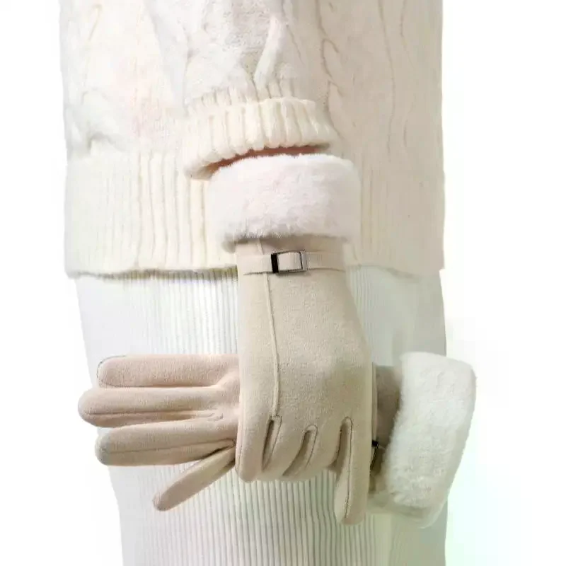 Mode Handschoenen Herfst Winter Leuke Harige Warme Wanten Lange Vinger Wanten Vrouwen Outdoor Sport Vrouwelijke Handschoenen Touchscreen Handschoenen