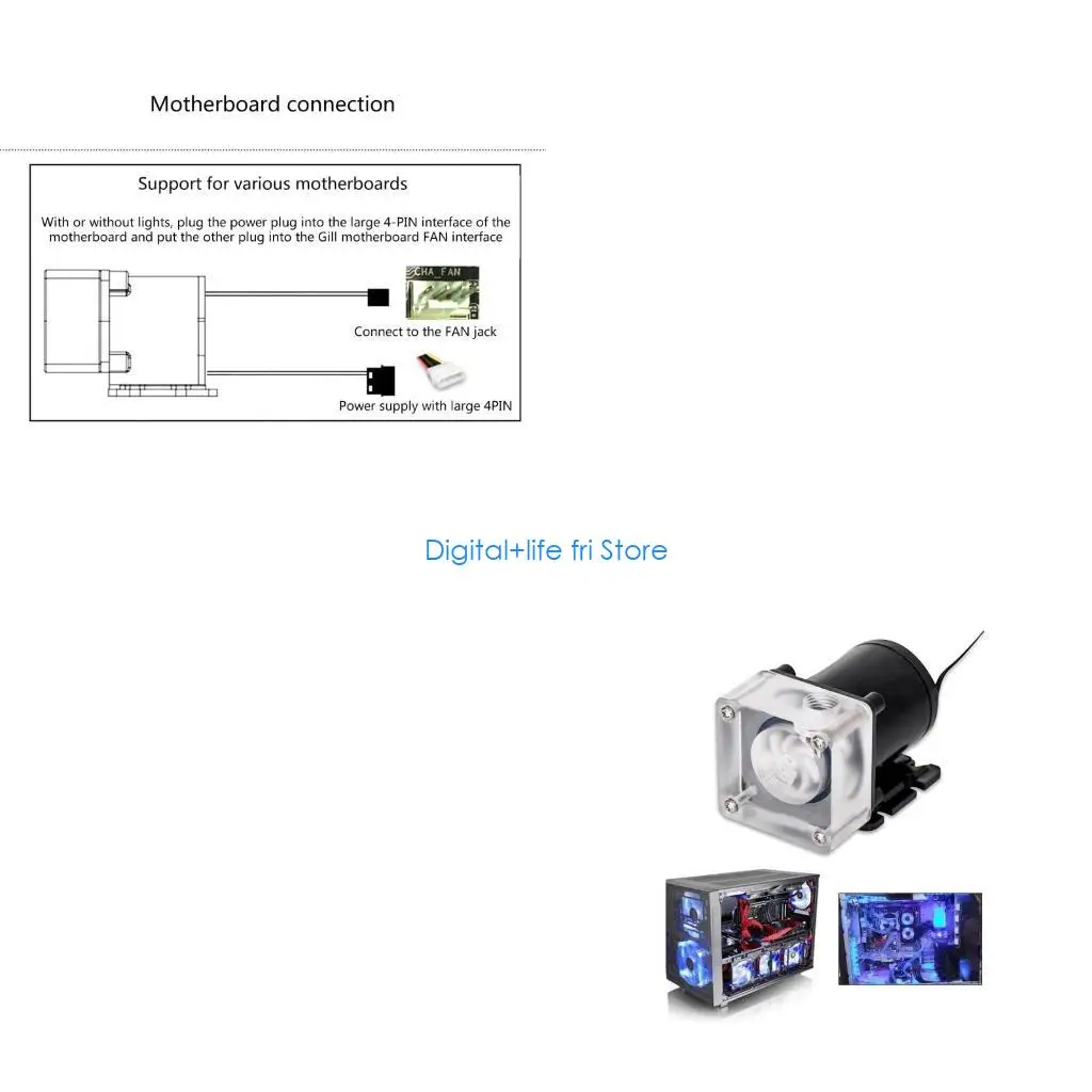 E06D DM600 Water Cooling Pump Low Power Consumption DCBrushless Perfect for Computer  Cooler CPU Water Pump 600L/H