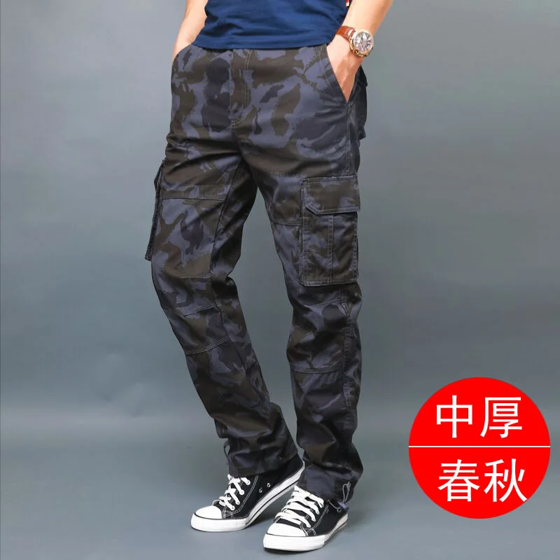 

GIOIOM мужские комбинезоны, осенние и зимние новые свободные прямые повседневные мужские брюки из чистого хлопка с несколькими карманами