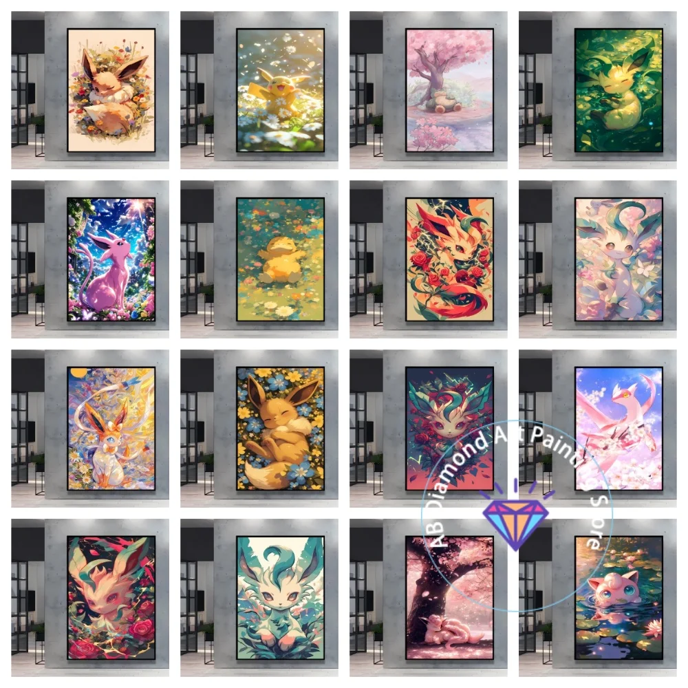 

Classic Anime Pokemon Leafeon Square Round AB Diamond Painting Kit 5D DIY Cross Stitch Handmade Art Gift Crafts Home Decor Gift
