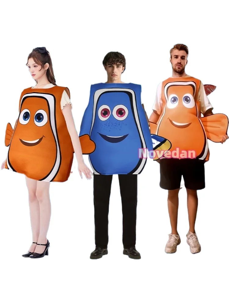 Volwassen spons jumpsuit dier cosplay clownvis Nemo kostuum anime Nemo en Dory clown vis cosplay grappig kostuum voor vrouwen mannen - afbeelding 2