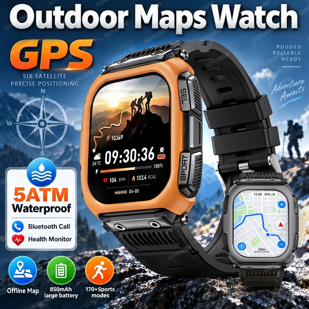 New Upgrade Outdoor Map Smart Watch 2.13