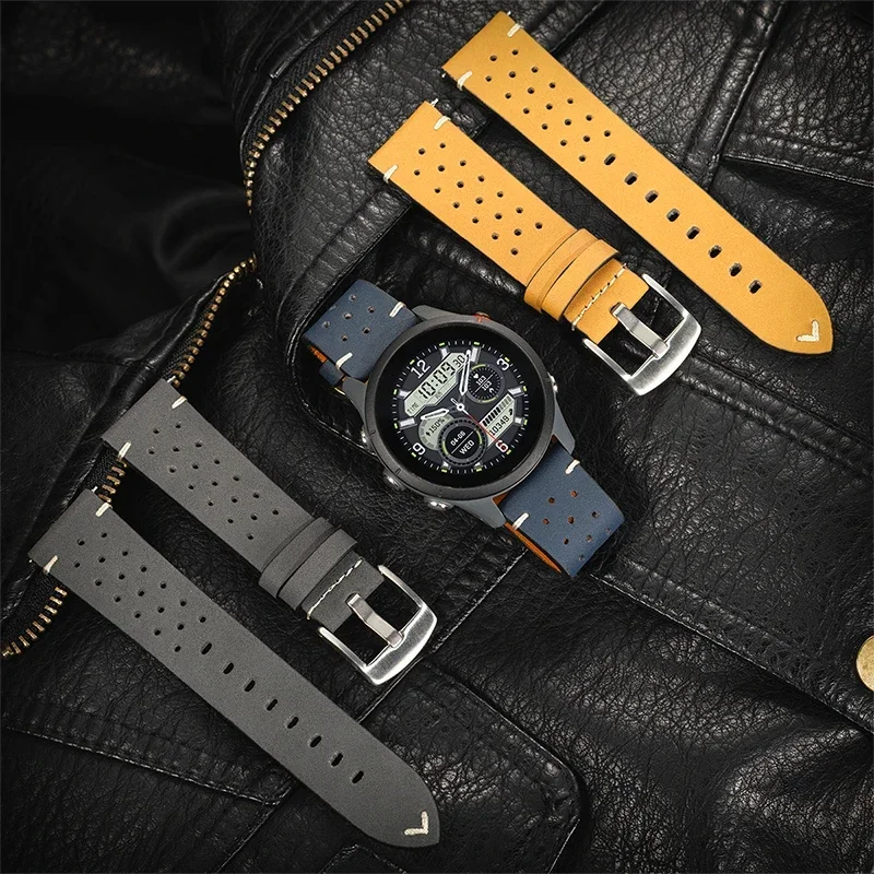 20 مللي متر 22 مللي متر لساعة سامسونج جالاكسي 7 6 5 4 40/44 مللي متر 6 كلاسيك 5Pro الفرقة تصميم جديد حزام ساعة جلد خمر حزام ساعة مسامية