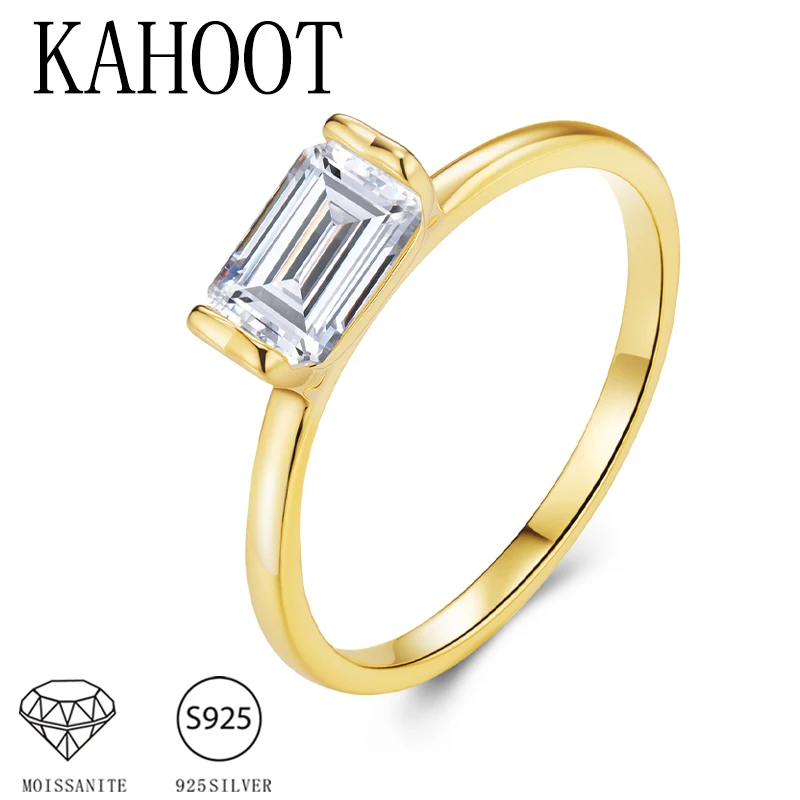 Ein Rechteckiger 925 Sterling Silber Moissanit Herren- und Damen-Paarring/Ehering