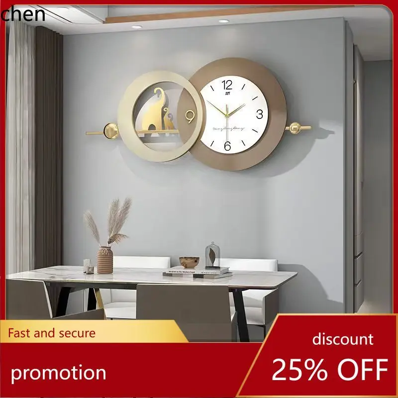 YFY Modern Light Luxury Wall Clock for Living Room, High-end Home Decoration,  Simple and Creative, No Drilling Required
