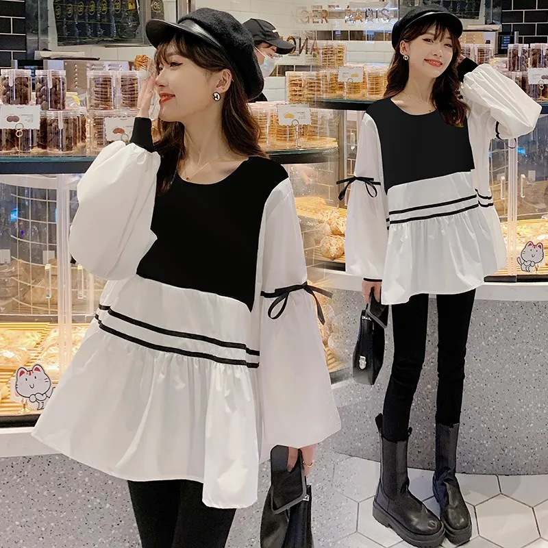 faionable-primavera-autunno-materni-outfit-set-doll-irt-mommy-to-be-coreano-sle-long-sve-round-ne-color-t-shirt