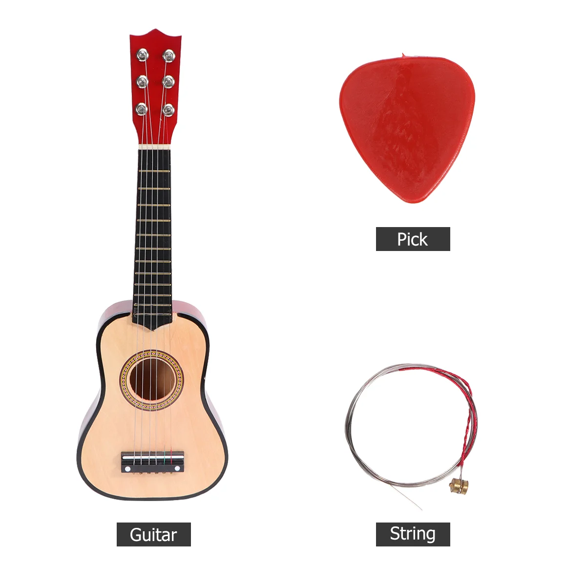 21 Inch Small Guitar for Children Folk Acoustic Girl Microphone Young Players Bamboo Beginner Kids Instrument