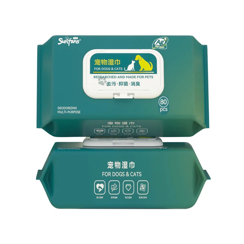 

OUWO 80PCS/Bag Pet Wipes Clear Pet Eye Ear Claw Wipes For Dog Cat Pure Water Wet Pet No Rinse Tear Stain Cleaning Pet Supplies