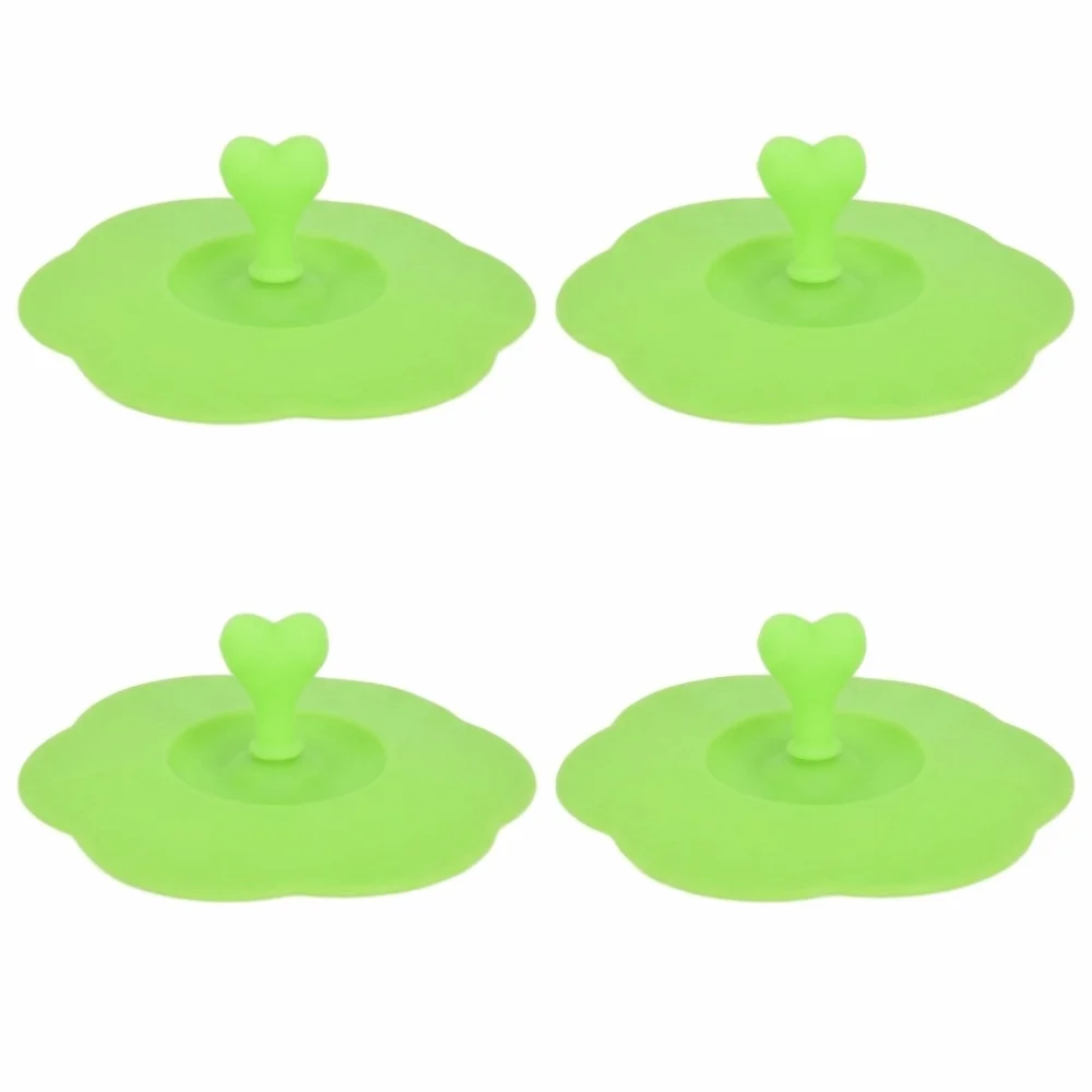 4Pcs Reusable Silicone Cup Lid Flexible Soft Sealing Top Elastic Structure Smooth Mug Cover Beverage Cup
