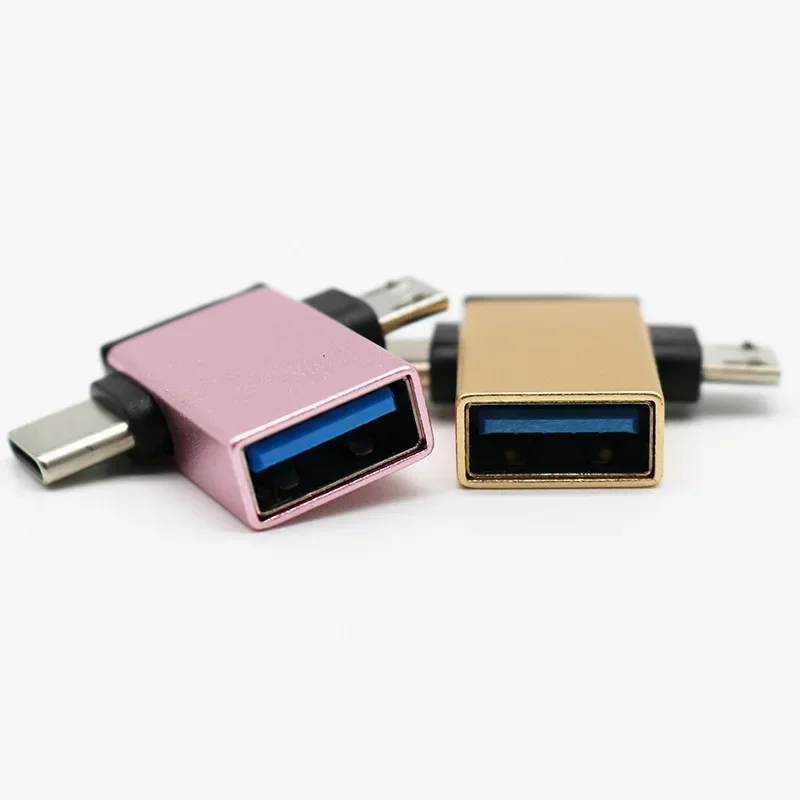 Tipo-C Micro USB OTG Adaptador, 2-em-1, Transmissor de Dados, Conversor para Tablet, Unidade de Disco Rígido, Telefone, Android, Huawei, USB 3.1