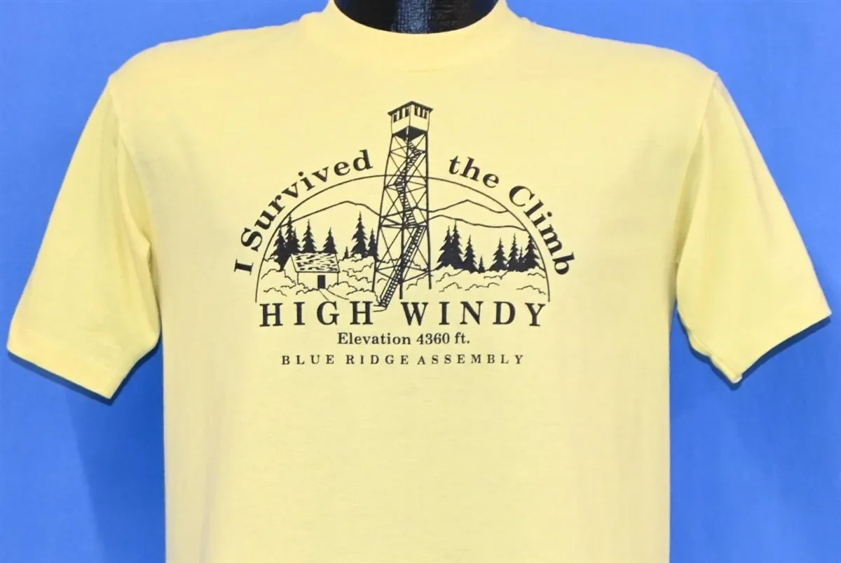80s I Survived The Climb Blue Ridge Assembly High Windy T Shirt Medium