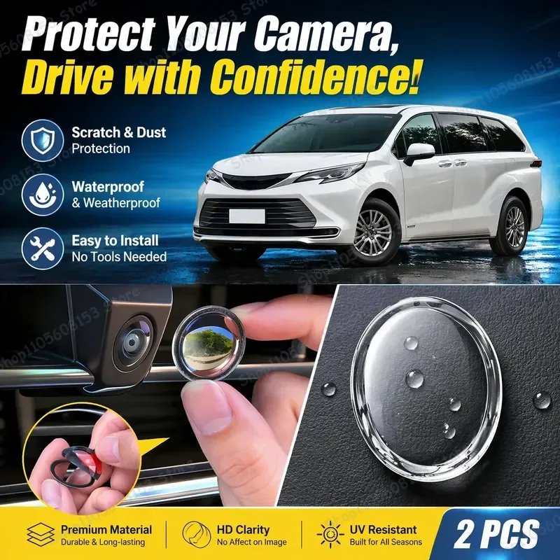 

For Toyota Sienna 2015 2026 360 Degree Reverse Camera Cover Anti Scratch PC Lens Protector Sticker Set for Backup Camera