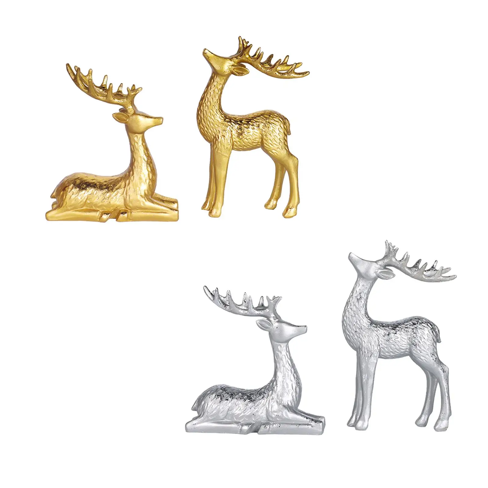 鹿の置物 2 個 クラフトセンターピース エルクの彫刻 寝室 オフィス ホーム用