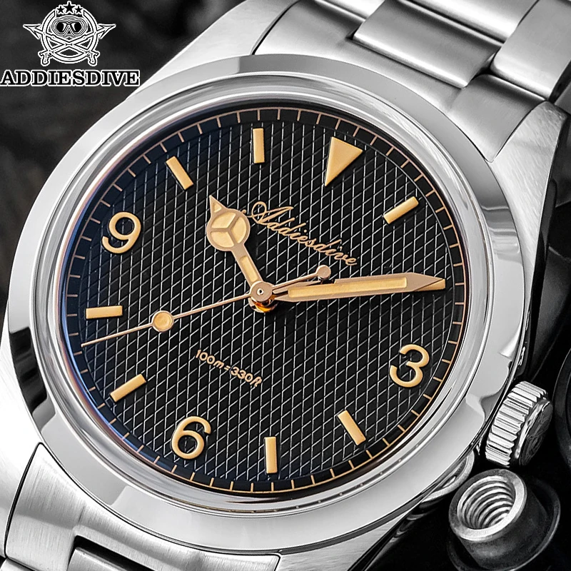 ADDIESDIVE AD2096 Luxuryนาฬิกาสําหรับชายกันน้ําสแตนเลสBGW9 Luminous 36 มม.ควอตซ์นาฬิกาRelojes Para Hombres