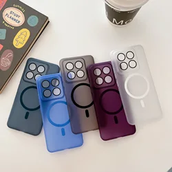 For Xiaomi 14 Case Frosted Semi Transparent Magnetic Suction Wireless Charging For Xiaomi 14 Pro Ultrathin Hard Back cover