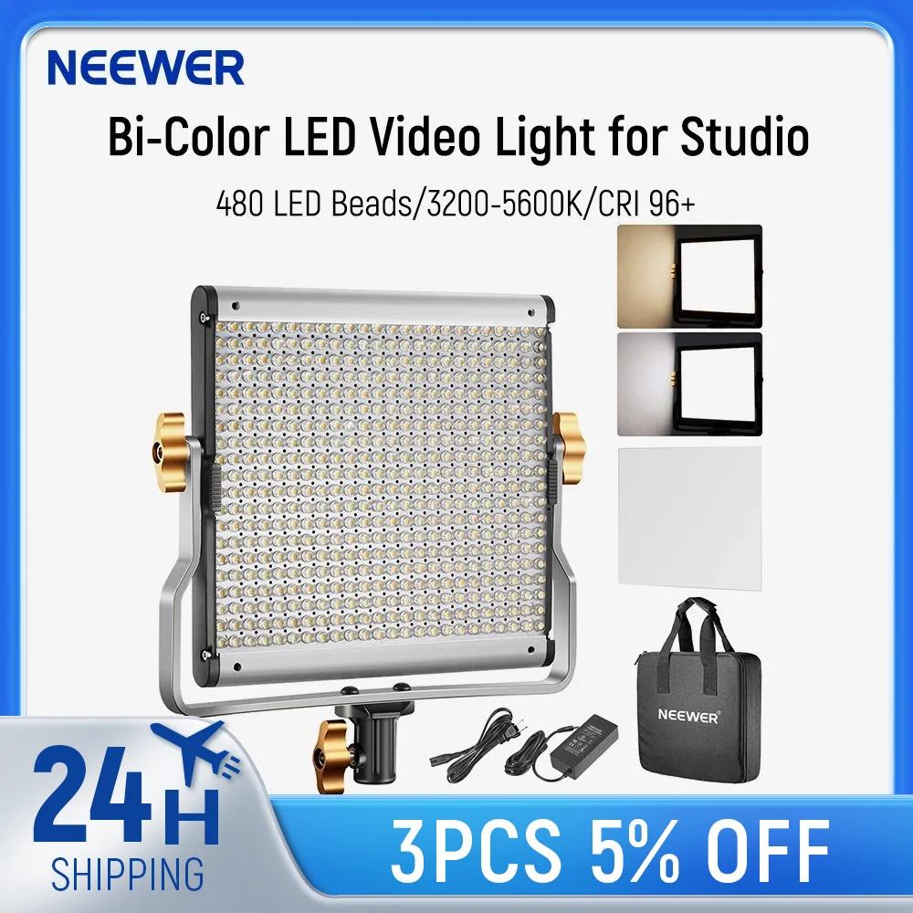 Neewer Bi-Color LED with U Bracket Professional Video Light for Studio 480 LED Beads YouTube Outdoor Video Photography Lighting