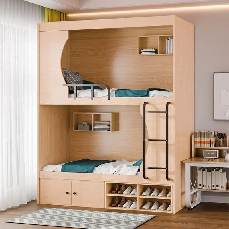 Fashion Nordic Creativity Solid Wood Bunk Bed Green Bunk Staff Dormitory Apartment Children Student Year Hostel Space Capsule