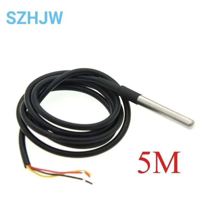 DS18B20 Stainless Steel Package 1/2/3/5Meter 100/200/300/500CM Waterproof 18b20 Cable Probe Temperature Sensor