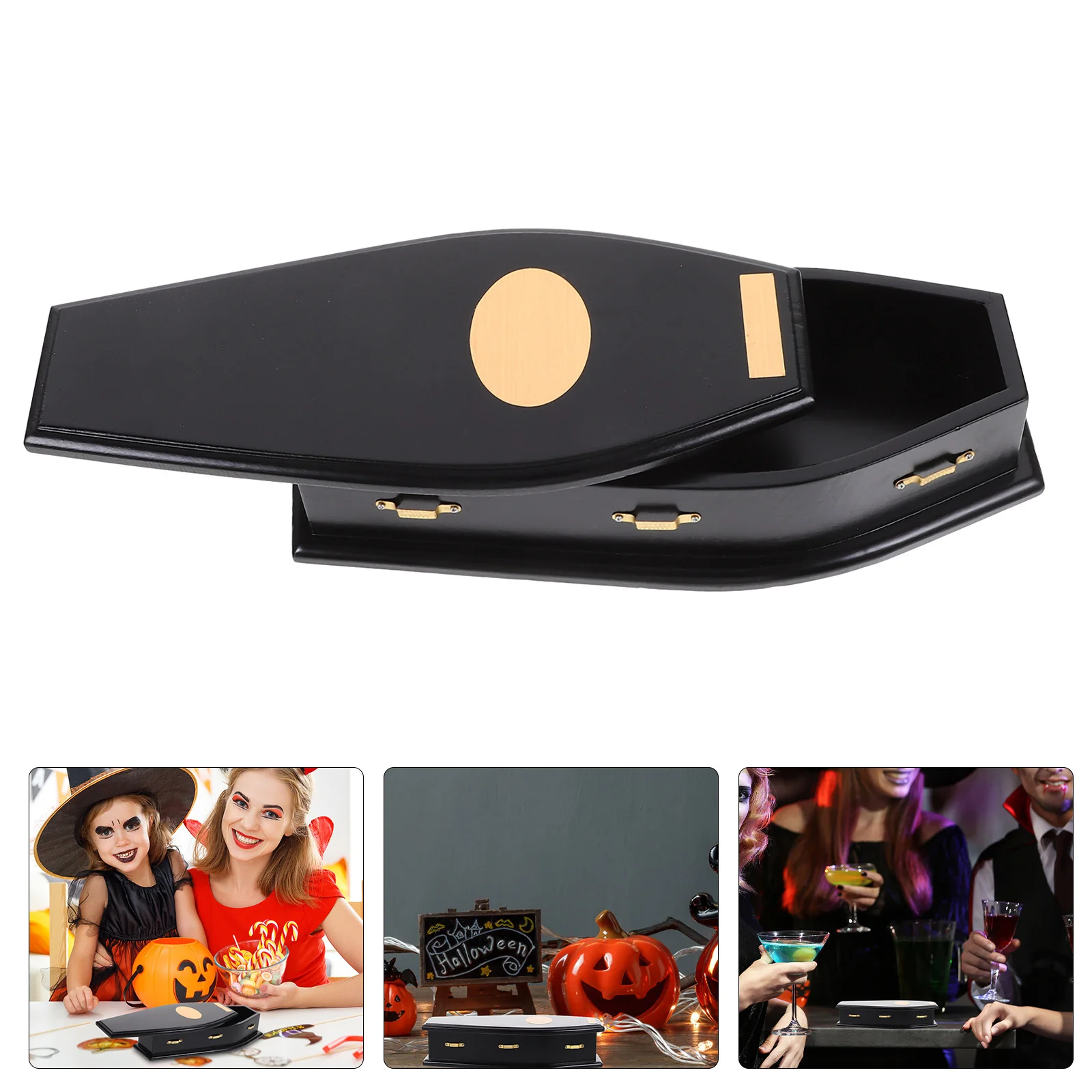 

Coffin Ornaments Halloween Baby Toys Party Decorative Prop Jewelry Candy Storage Containers Wood Creative Boxes Travel for