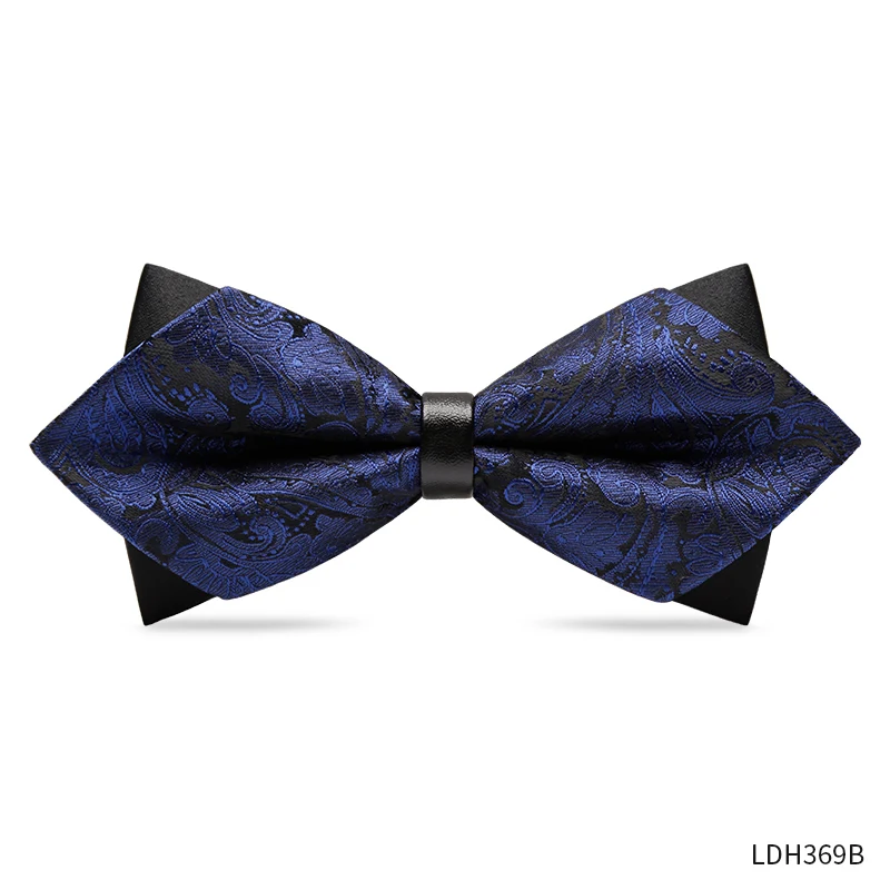 High Quality Navy Blue Paisley Patterned Bow Tie Men's Business Shirt Accessories Fashionable Banquet College Style Bow Tie