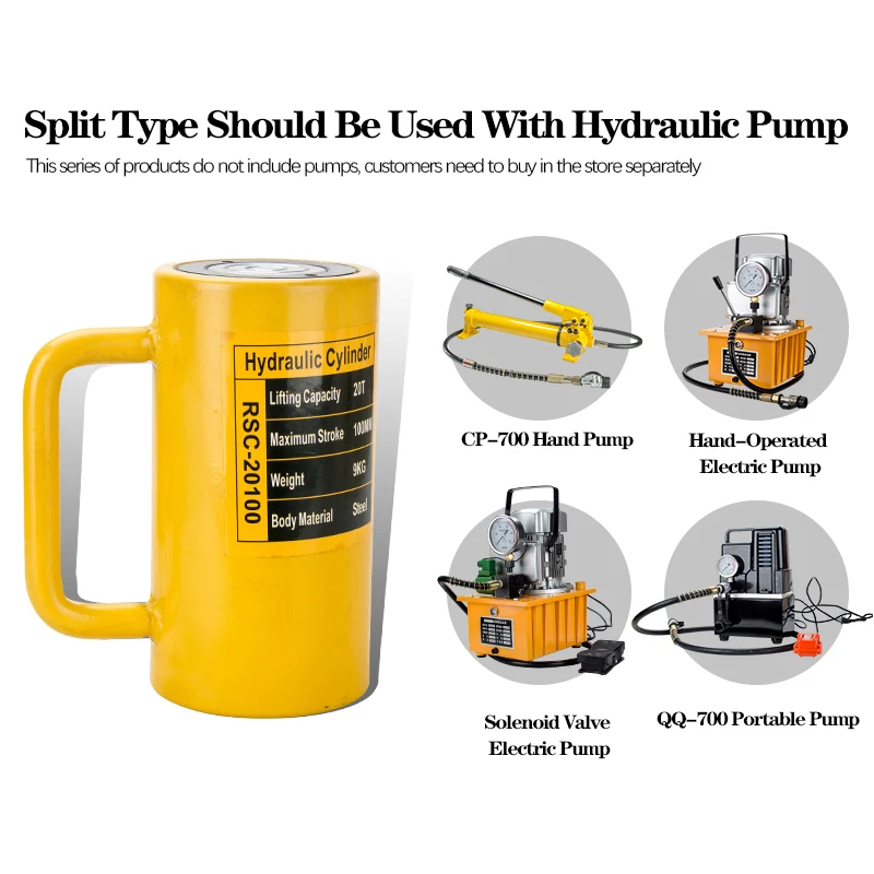 10 Ton Hydraulic Lifting Jack,Separate Booster Hydrocylinder,100mm Long Stroke Single-Acting Hydraulic Jack RSC-10100