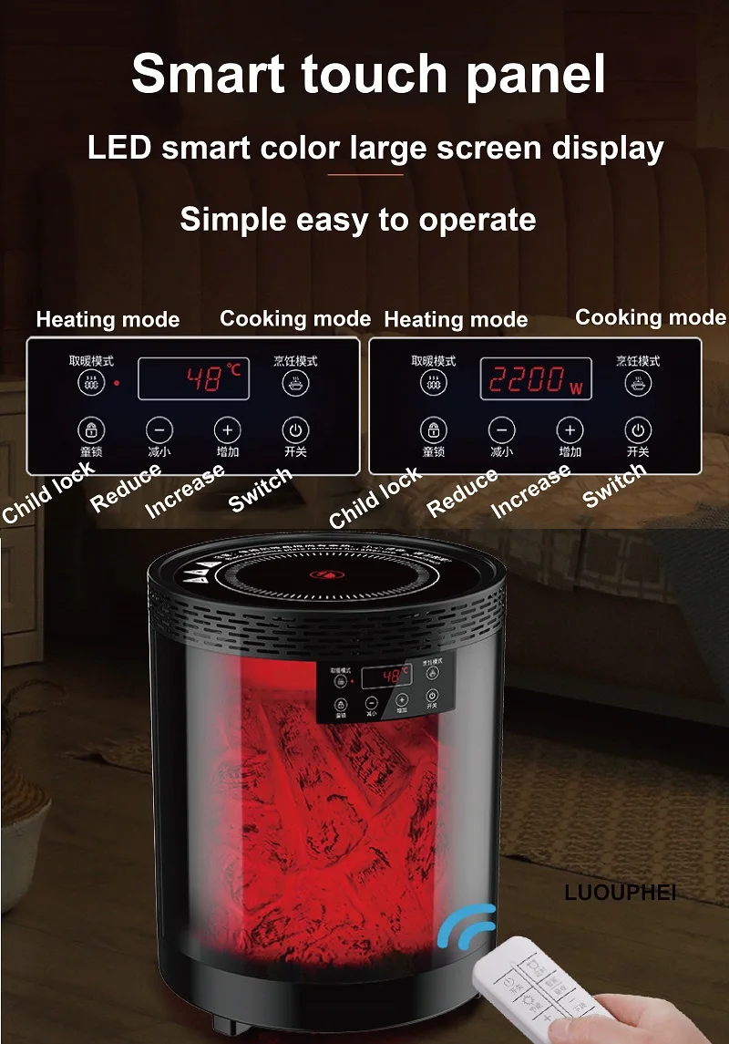2000 واط سخان المنزل صنع الشاي موقد الشواء 3 والعتاد سخان كهربائي موقد درجة حرارة ثابتة سخان كهربائي متعدد الوظائف