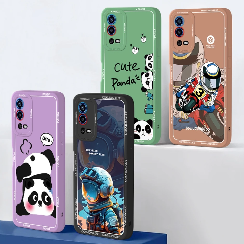 For OPPO A55 4G Case CPH2325 Soft Silicone Phone Cover for Oppo A55 OppoA55 Cases New Design Straight-edge Bumper Cute Cartoon