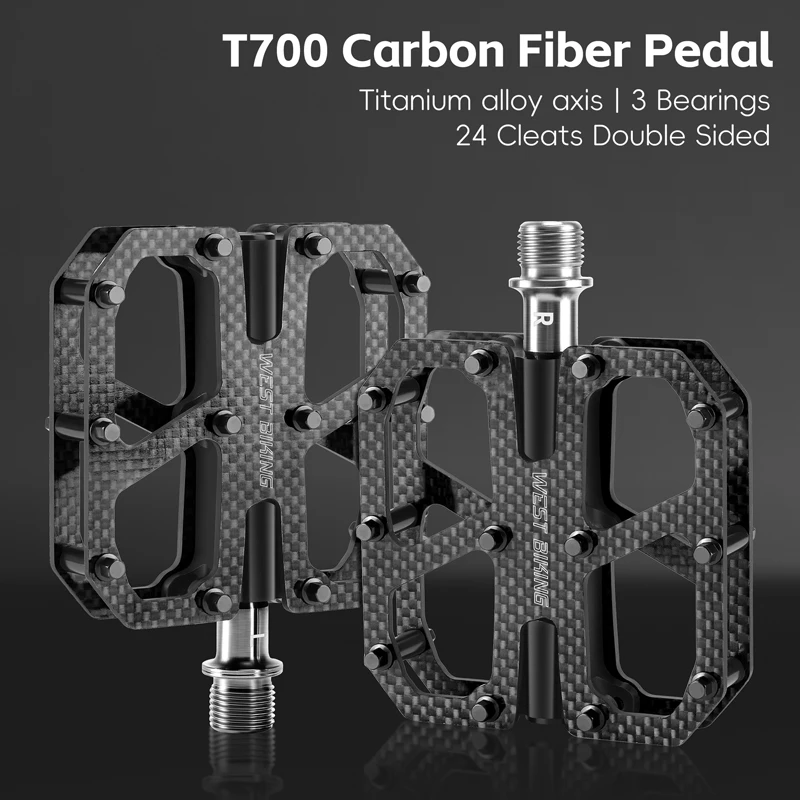 

Racing Bike Pedals T700 Carbon Fiber Titanium Axle 3 Bearings Ultralight for Mountain Road Cycling Bike Accessories