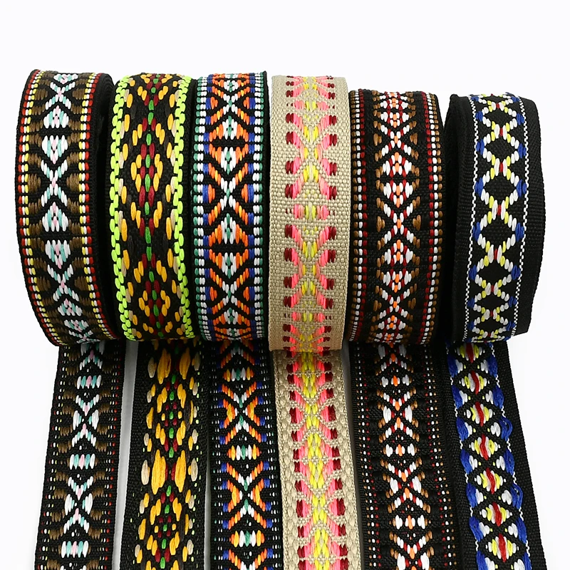 

10/20M Meetee 20mm Jacquard Webbing Straps Belt Sling Shoudler Bag Strap Ribbon Band Clothes Bias Binding DIY Sewing Accessories