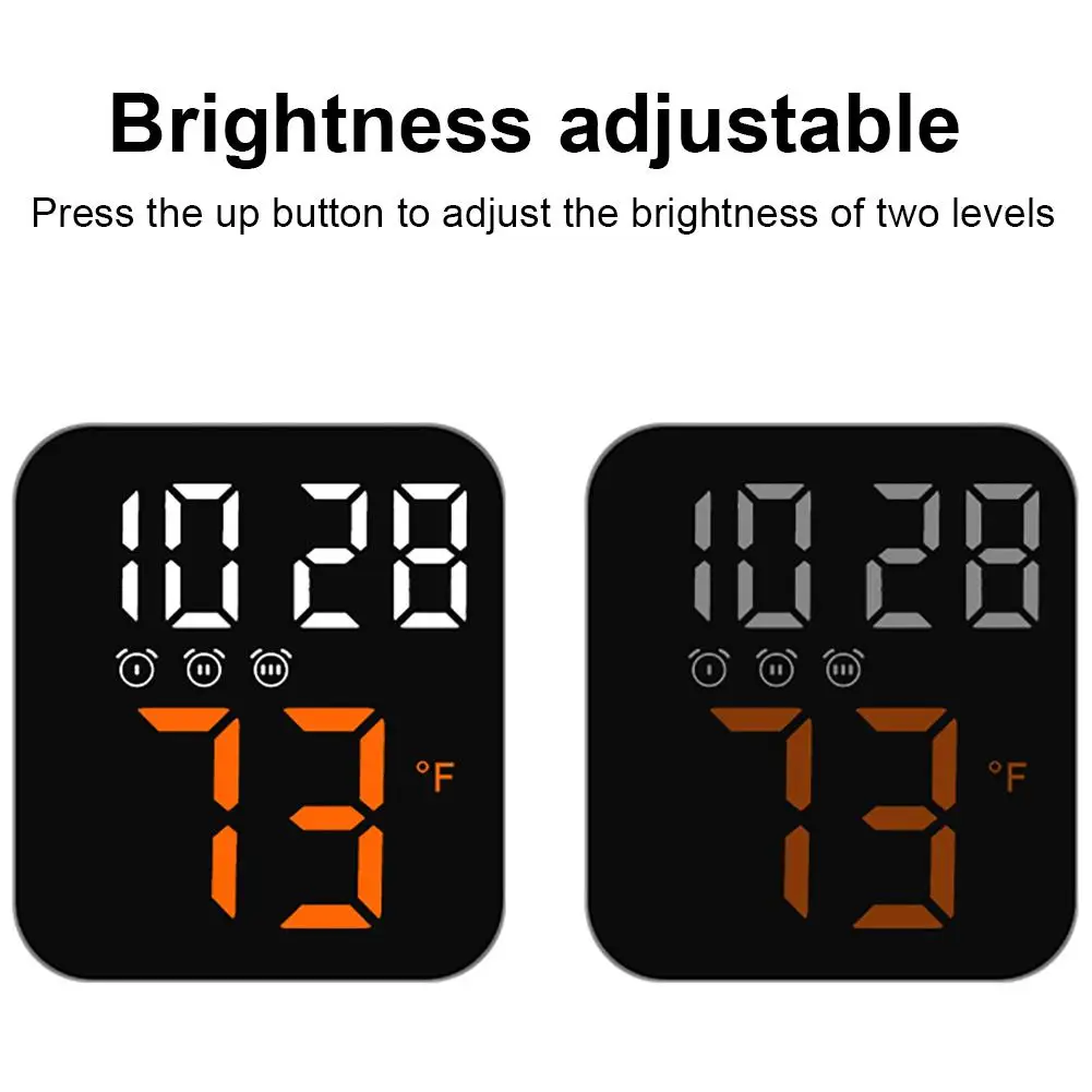 LED Digital Wall Clock Time Temperature Display Table Alarm Clock Adjustable Brightness Home Desktop Decor Electronic Watch