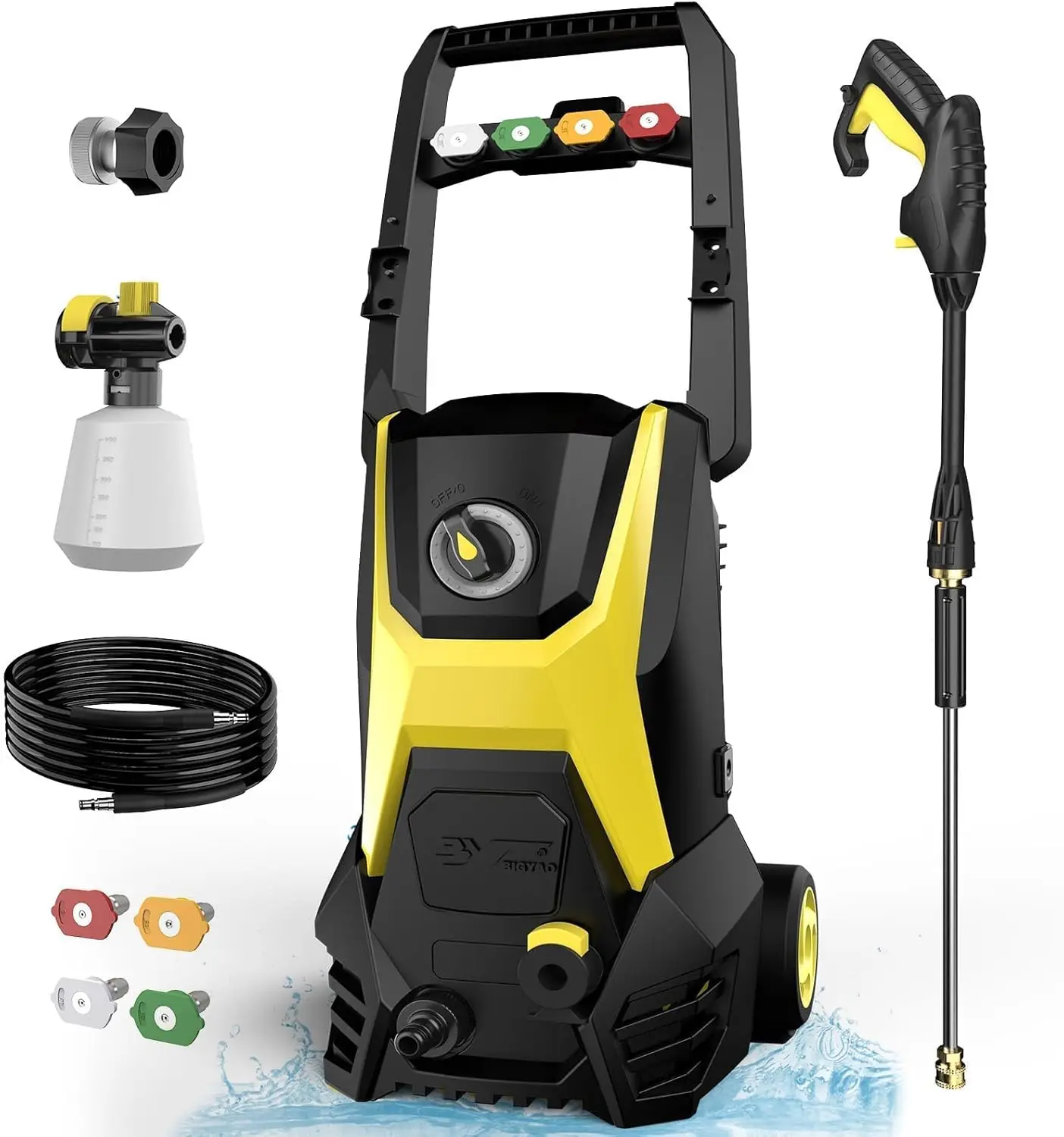 

Мойка высокого давления Мойка с 4 насадками, пенопластовая пушка для чистки автомобилей, подъездных дорог, патио (черный)