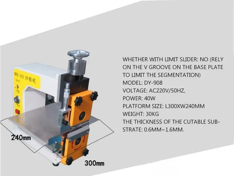 V Cut Groove PCB Separating Cutting Machine 220V/50HZ 40W Sub Board Machine DY-908