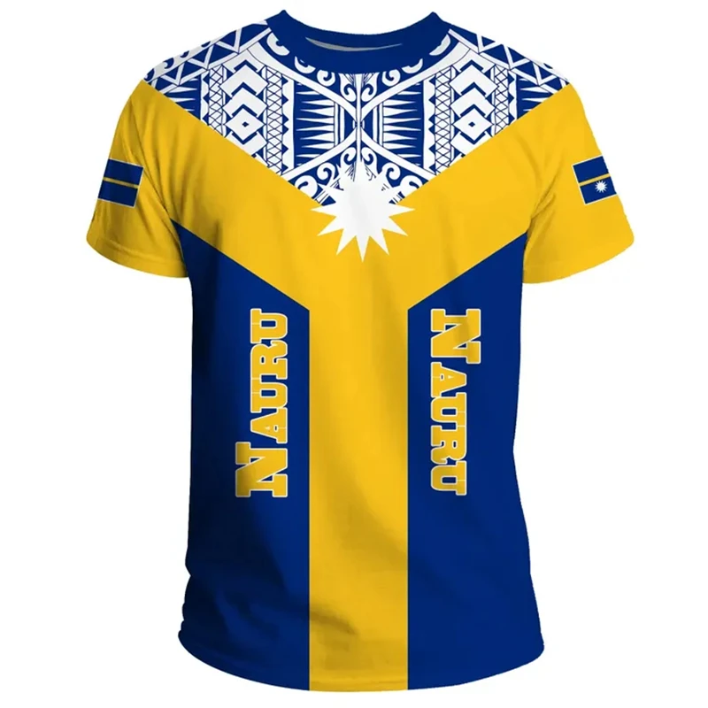 Nauru Flag Graphic T Shirts NR National Emblem 3D Print T Shirt For Men Clothing Sports Contest Jersey Daily Tees Boy Tops 2024