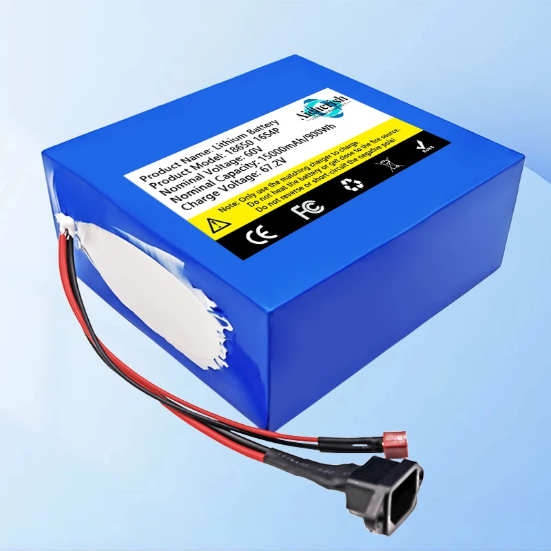 New 60V 15Ah 18650 battery 67.2V 16S4P rechargeable Lithium battery with same port BMS high quality, high battery life+charger