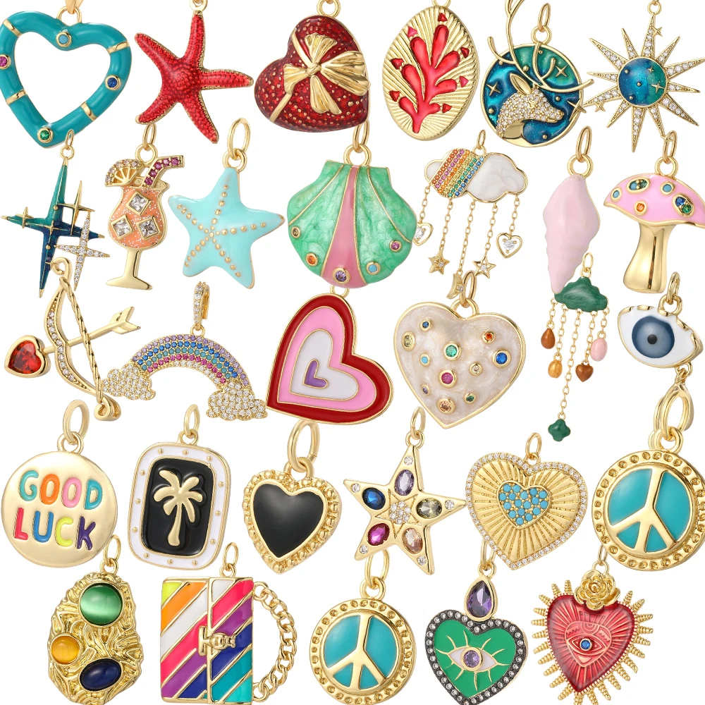 Boho Mond Herz Stern Y2K Halskette für Frauen Goldene Bunte Halsband Diy Anhänger Edelstahl Kette Hervorragende Qualität