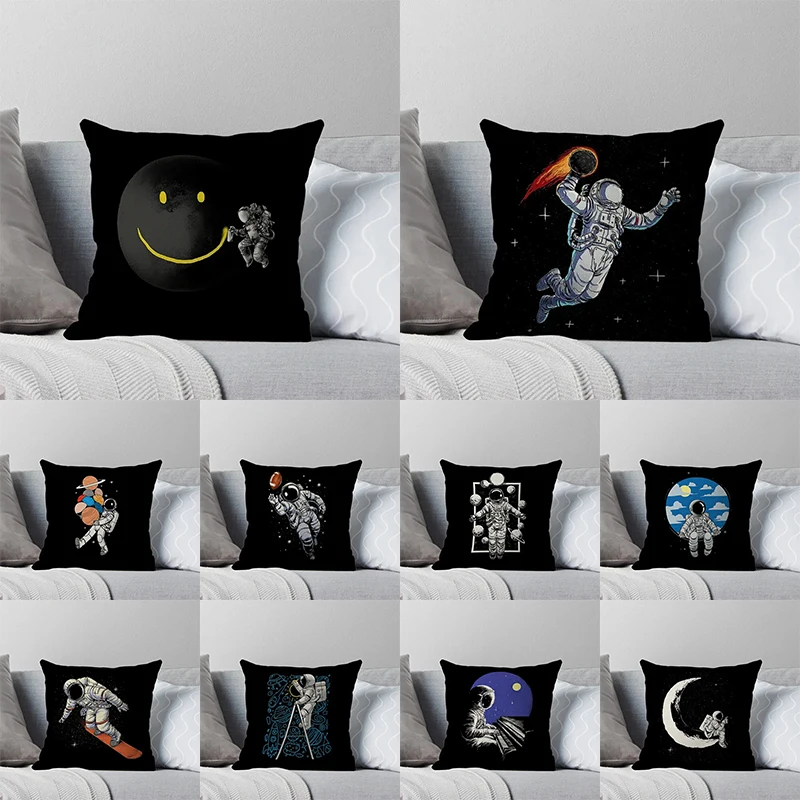 

Astronaut series printed pillowcase home room office seat living room sofa cushion cover 45x45cm peach skin pillowcase