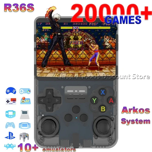 Imagen 1 del producto Consola de juegos portátil Retro R36S, sistema Arkos Original, pantalla IPS de 3,5 pulgadas, reproductor de vídeo portátil de bolsillo, 64GB, 128GB, regalo para niños