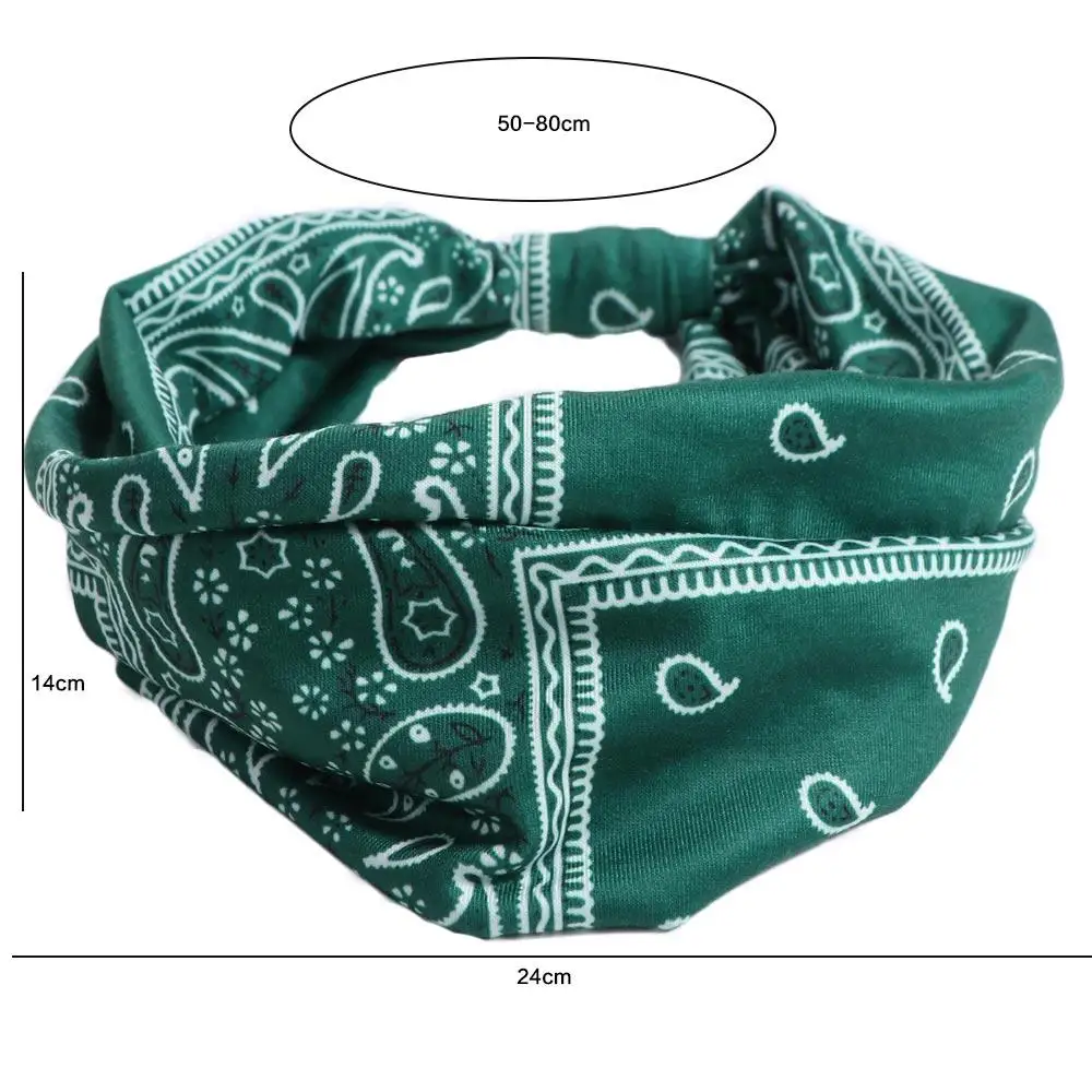 Cashew Print Boho Knot Turbans Headwrap Elastic Charming Floral Bandanas Headband Wide Edge Colorful Sports Sweatband