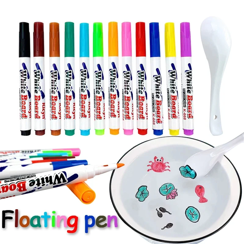 8pcs/12pcs Magic Water Drawing Pen Set with Floating Ink – Mixed-Color Markers for Drawing & Various DIY Crafts