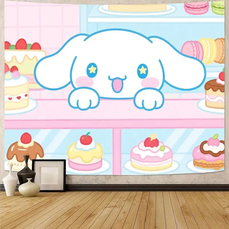 

1 шт. Sanrio Cinnamoroll розовый синий кавайный гобелен для пекарни современный полиэстер настенное искусство для девочки спальня декор в общежитии подарок для фанатов